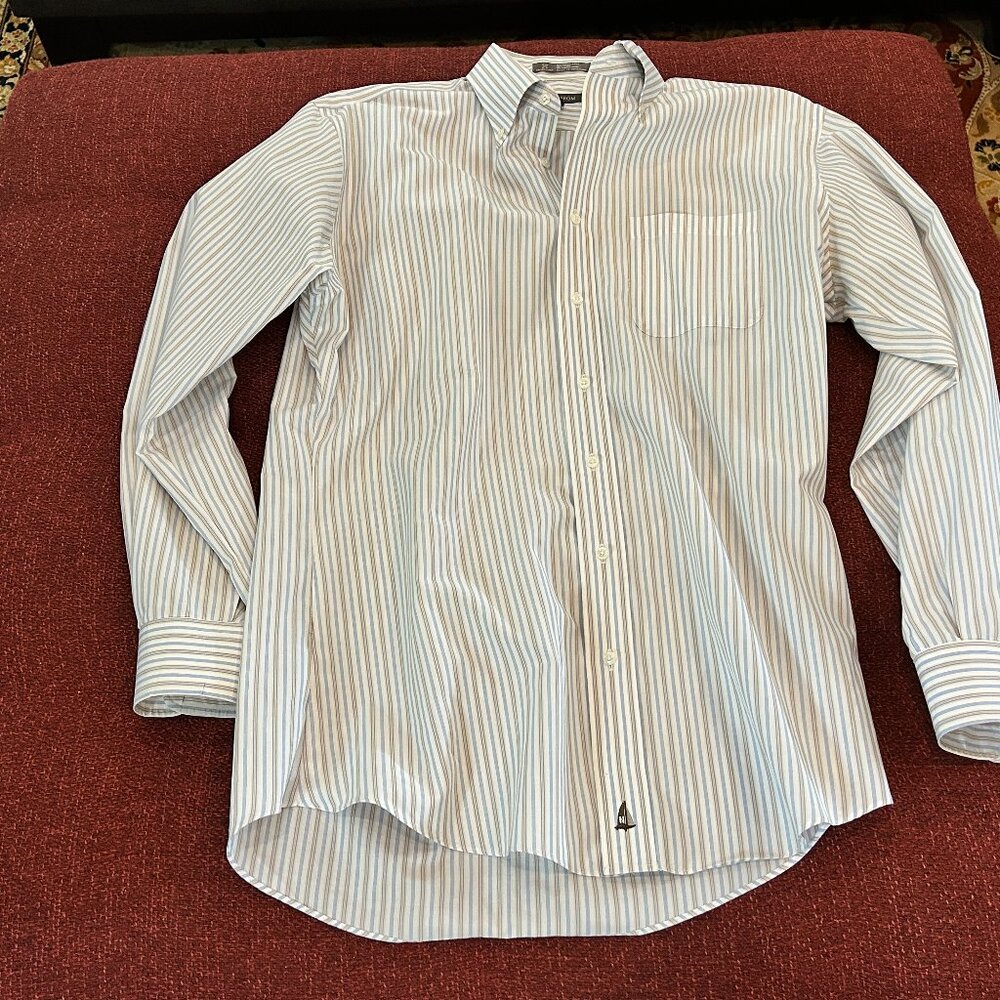 Nordstrom, L, White, Brwn, Navy Striped